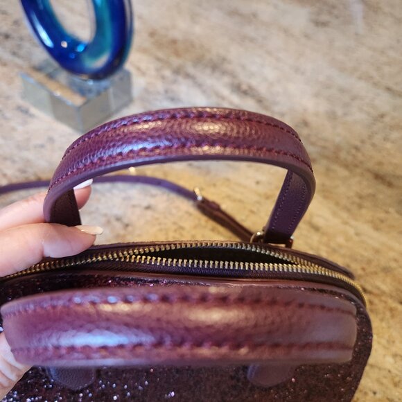 Kate Spade Mini Reiley Laurel Way Glitter Bag Satchel Crossbody in Red Burgundy - Picture 11 of 11